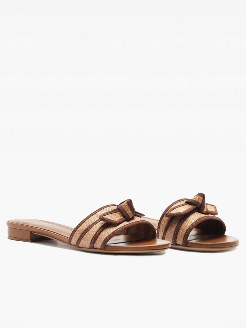 Grosgrain Raffia Flat in Espresso