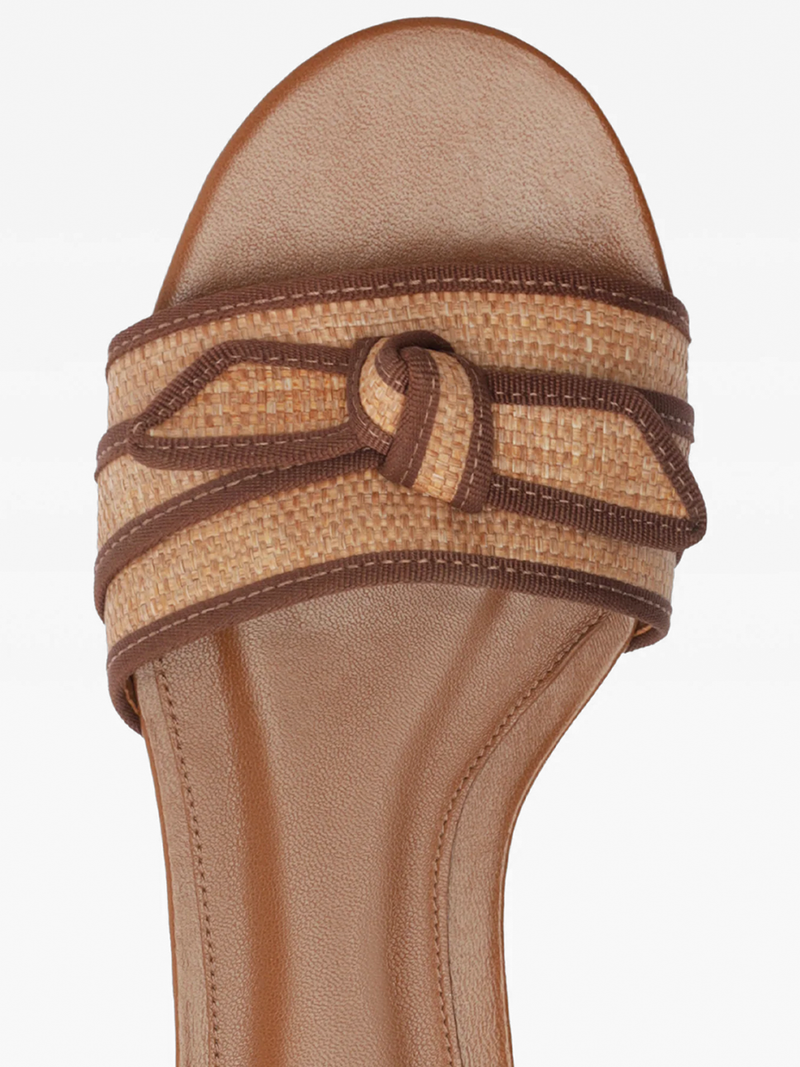 Grosgrain Raffia Flat in Espresso