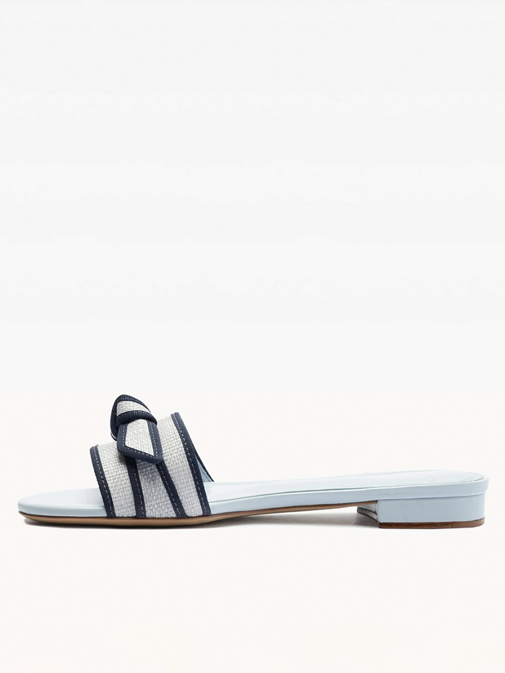 Grosgrain Raffia Flat in Serene Blue