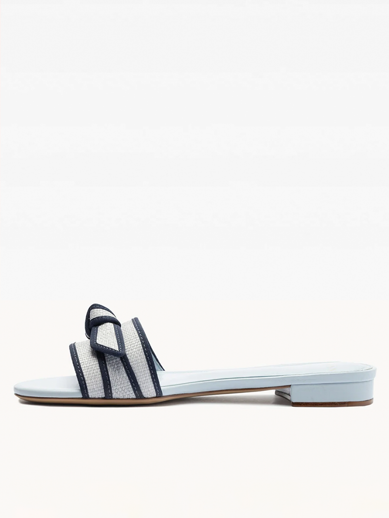 Grosgrain Raffia Flat in Serene Blue