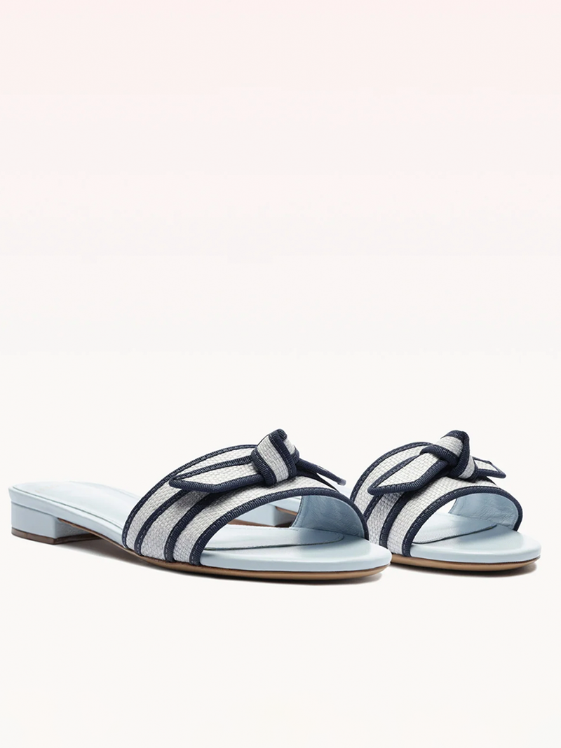 Grosgrain Raffia Flat in Serene Blue