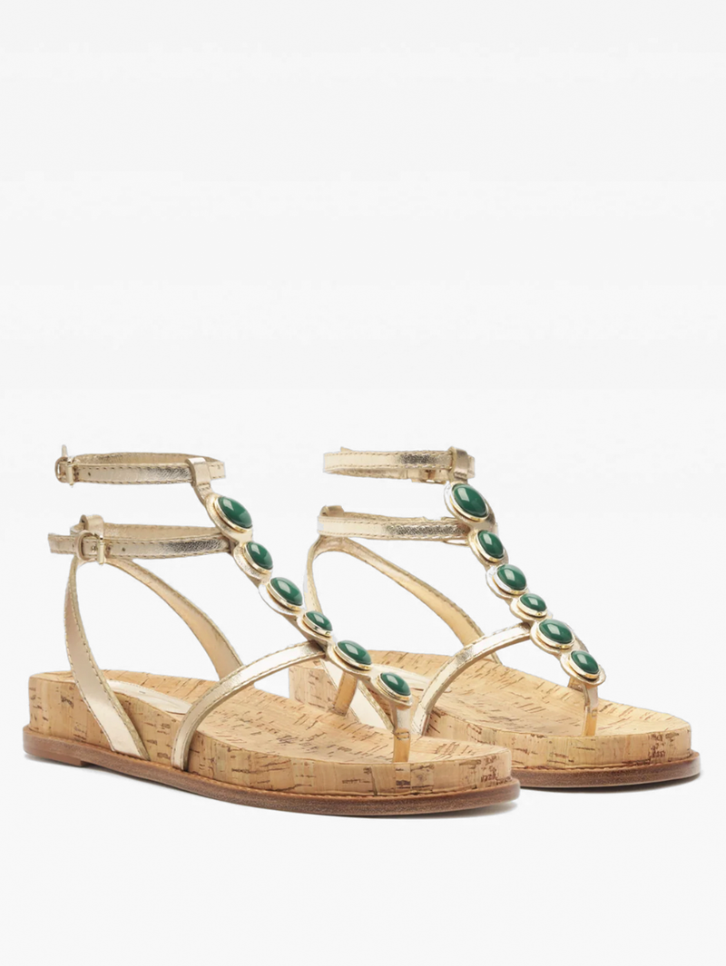 Jade Golden T-Strap Sandal