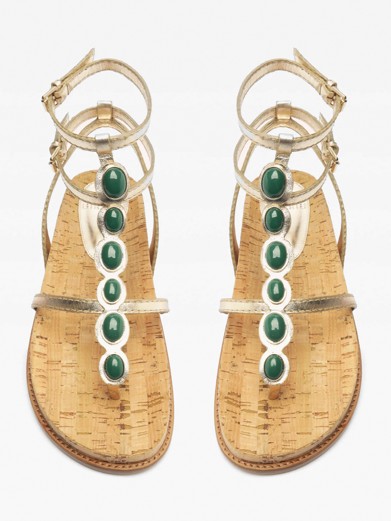 Jade Golden T-Strap Sandal