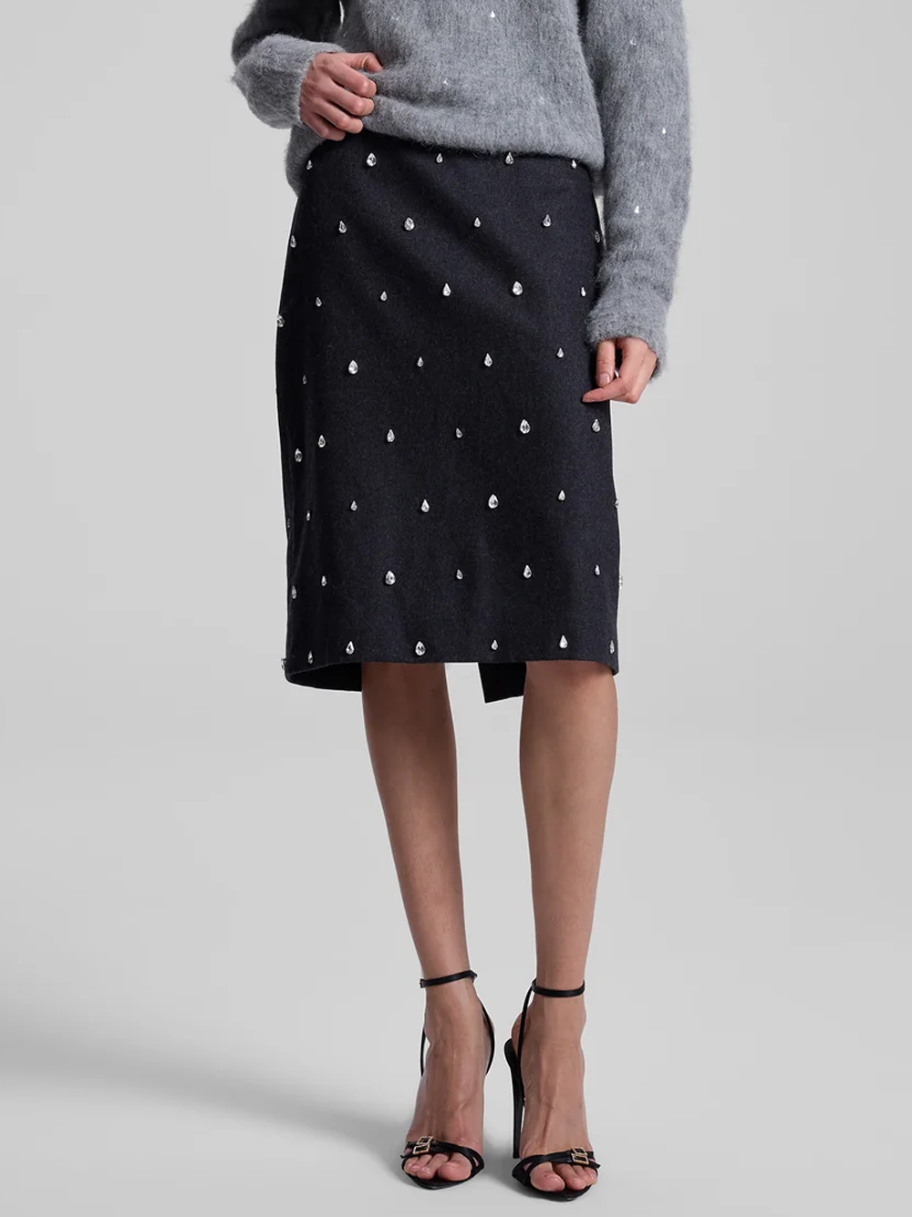 Opal Embellished Wool Pencil Skirt