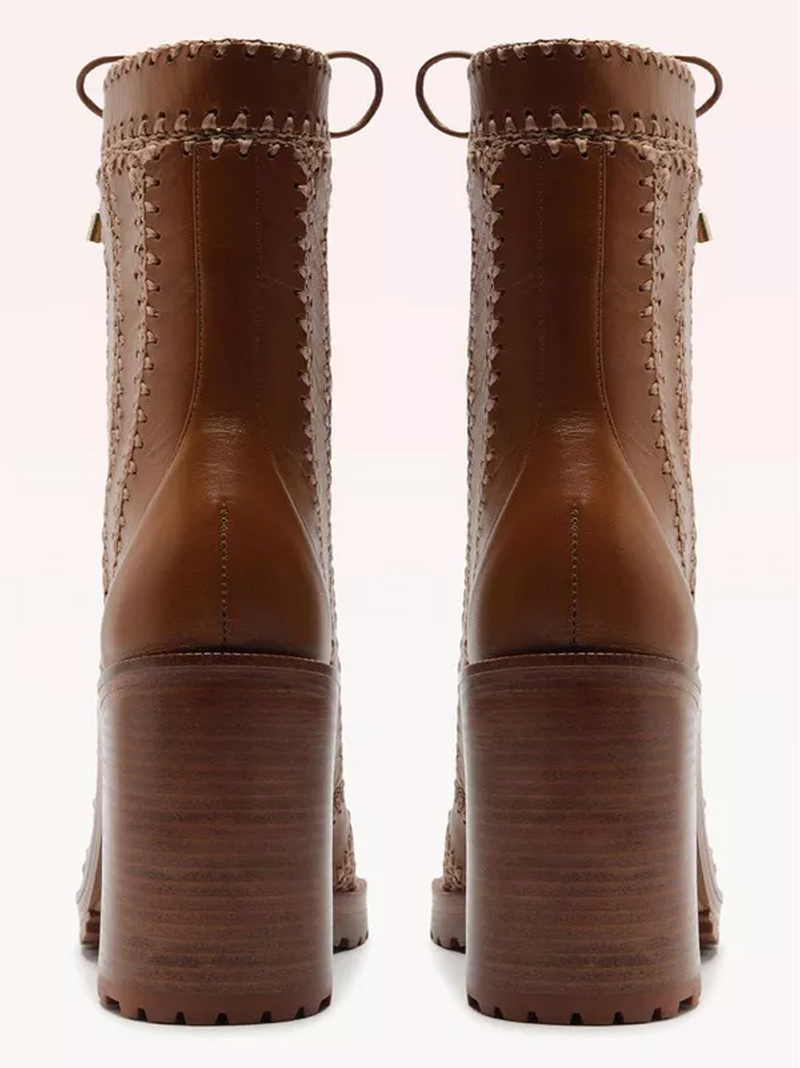 Regina Crochet Leather Combat Booties