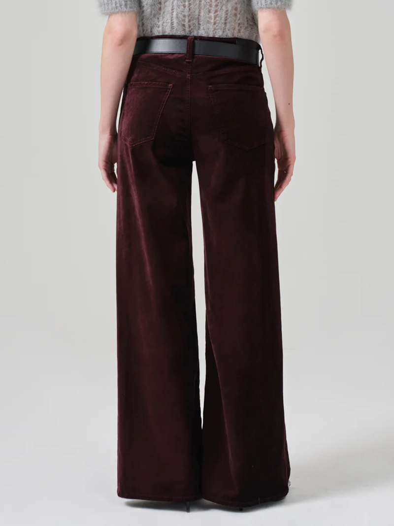 Lolli Mid Rise Baggy Velvet In Burgundy