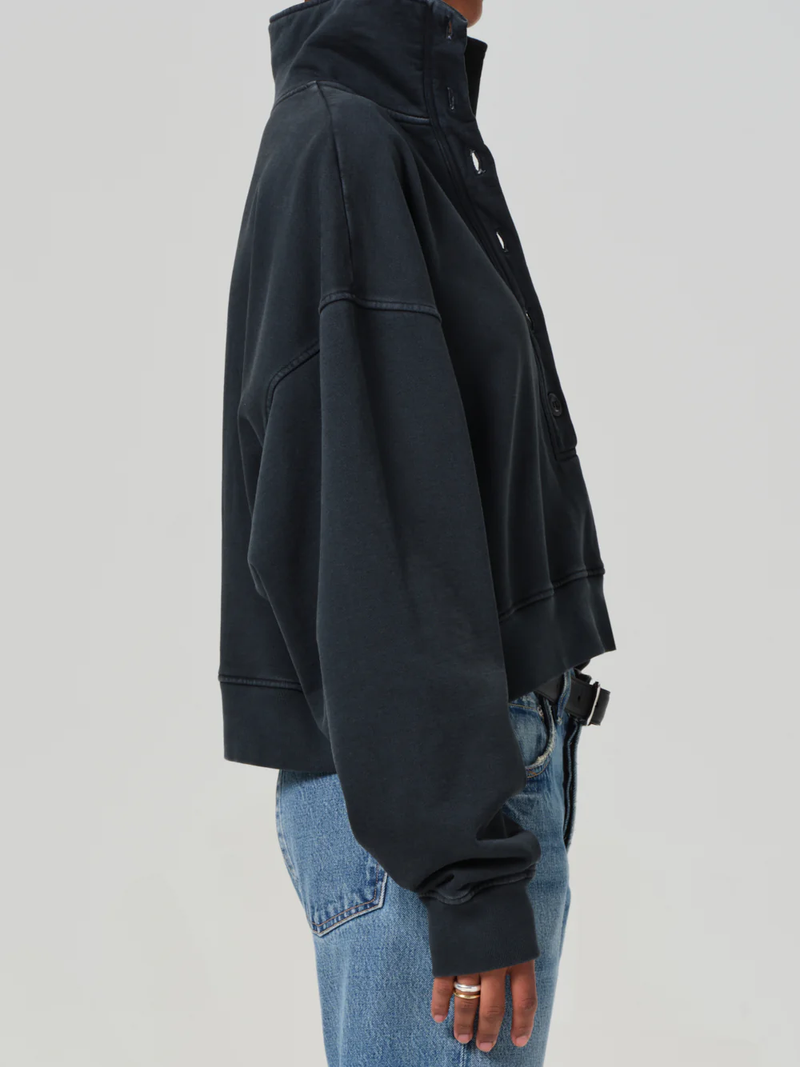 Mirelle Funnel Neck Pullover in Charcoal