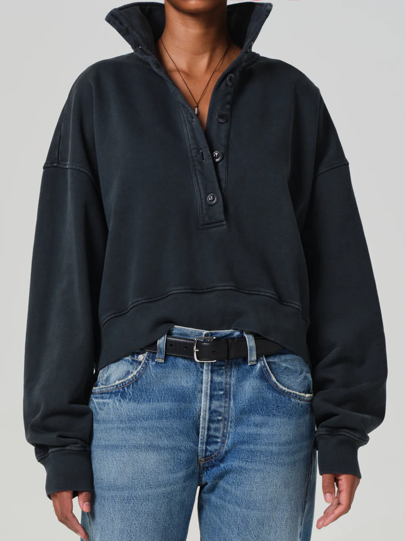 Mirelle Funnel Neck Pullover in Charcoal