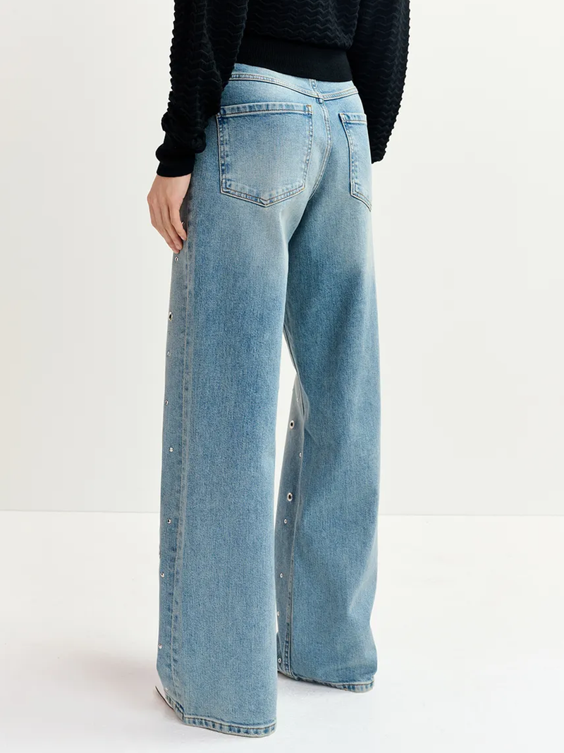 Garment Eyelet-Embellished Jeans