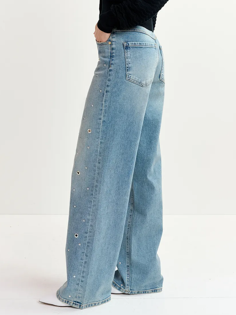 Garment Eyelet-Embellished Jeans