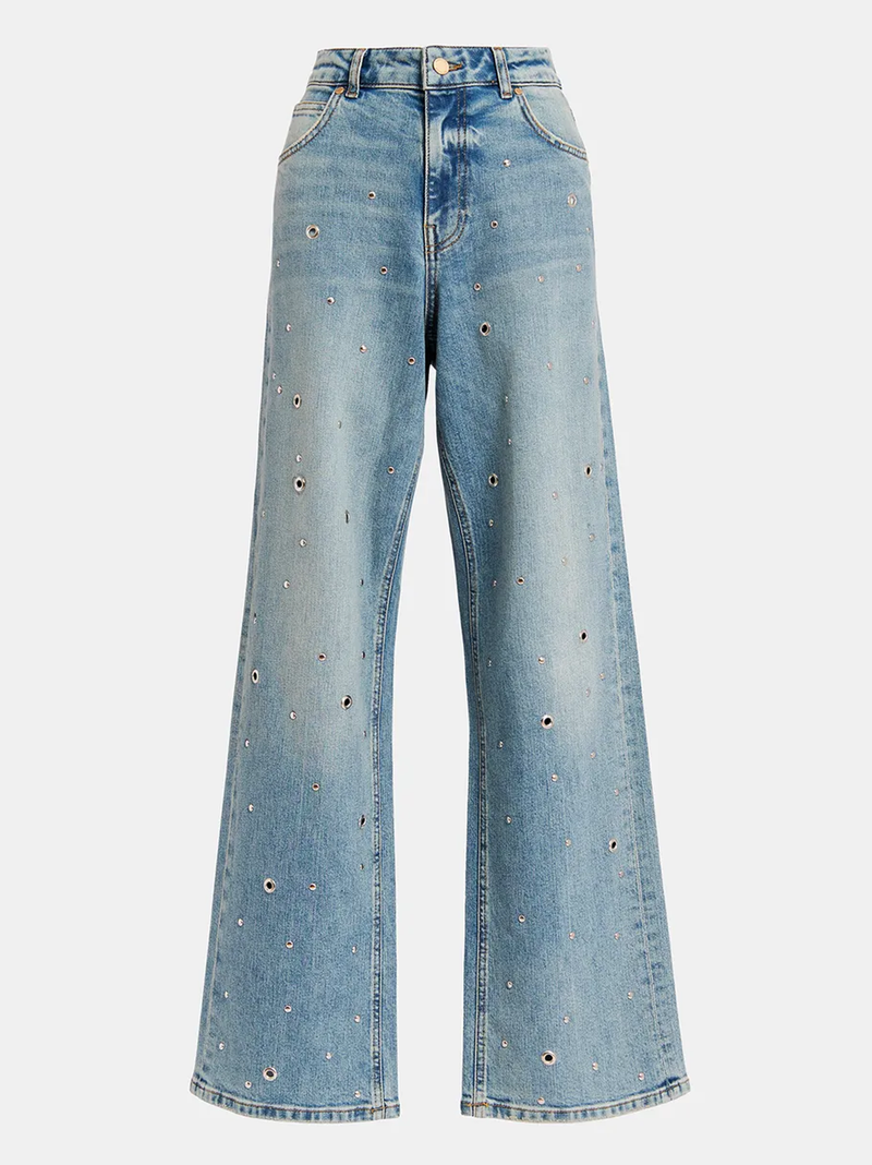 Garment Eyelet-Embellished Jeans