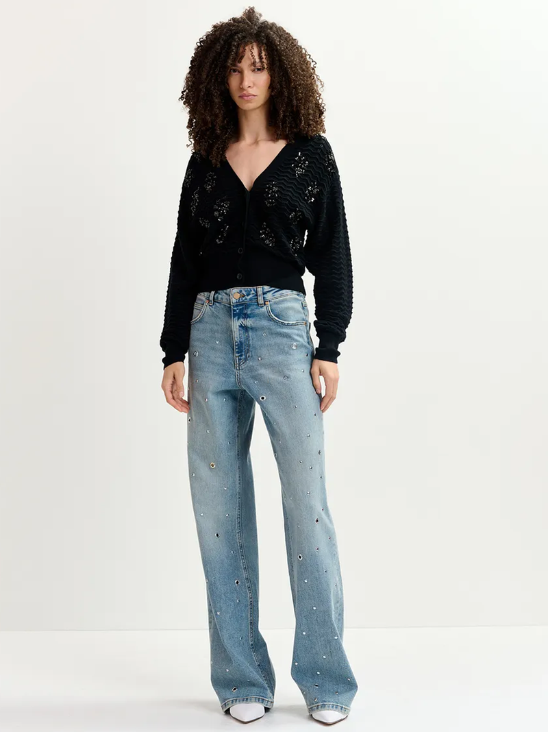 Garment Eyelet-Embellished Jeans