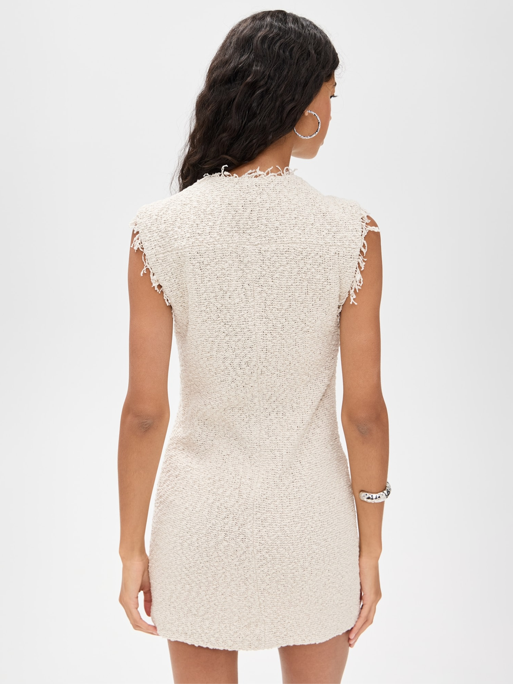 Solai Bouclé Mini Dress in Near White