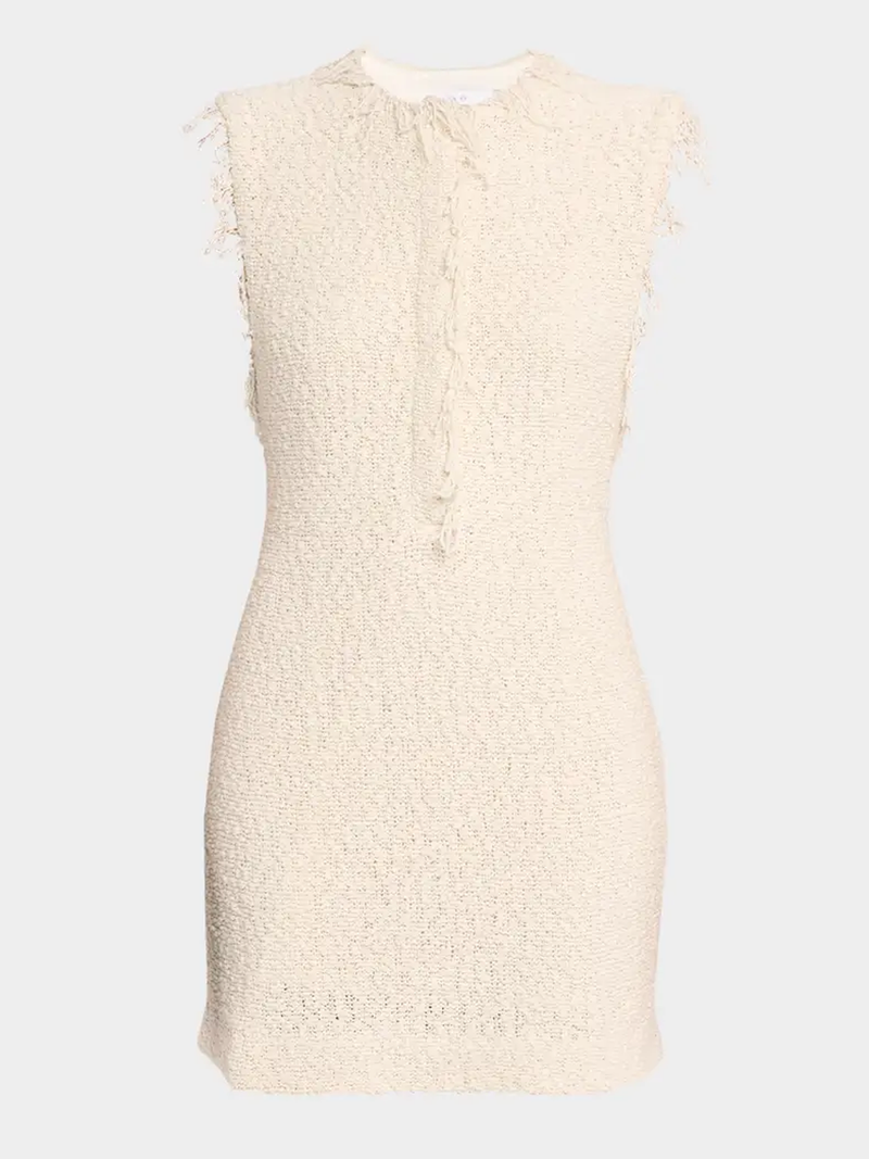 Solai Bouclé Mini Dress in Near White