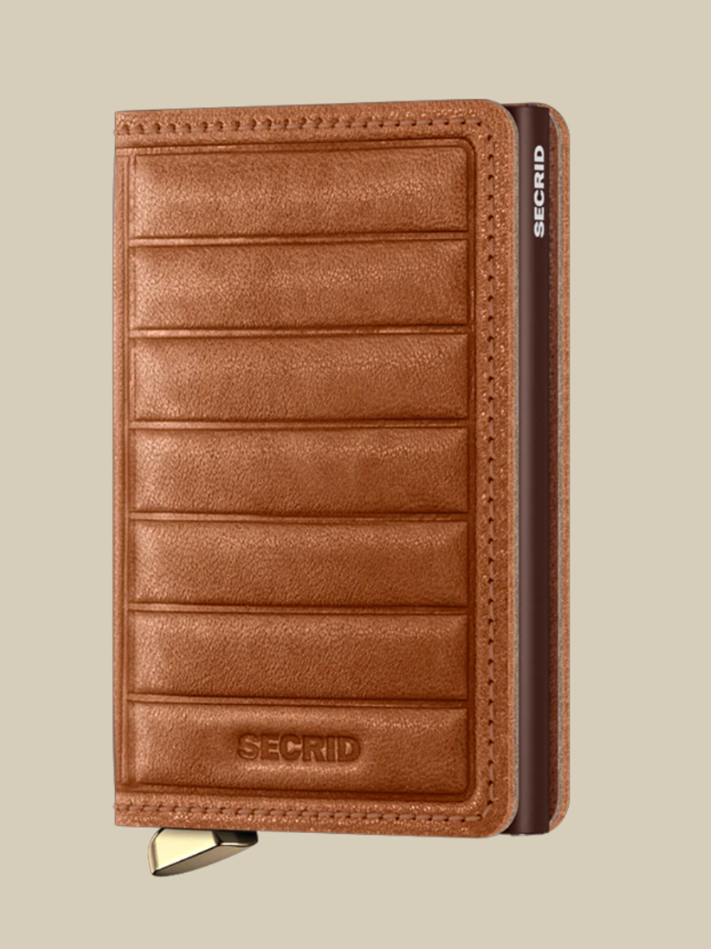 Premium Slimwallet Emboss Lines Cognac