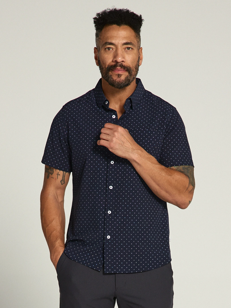 Gareth Short Sleeve Shirt in Navy