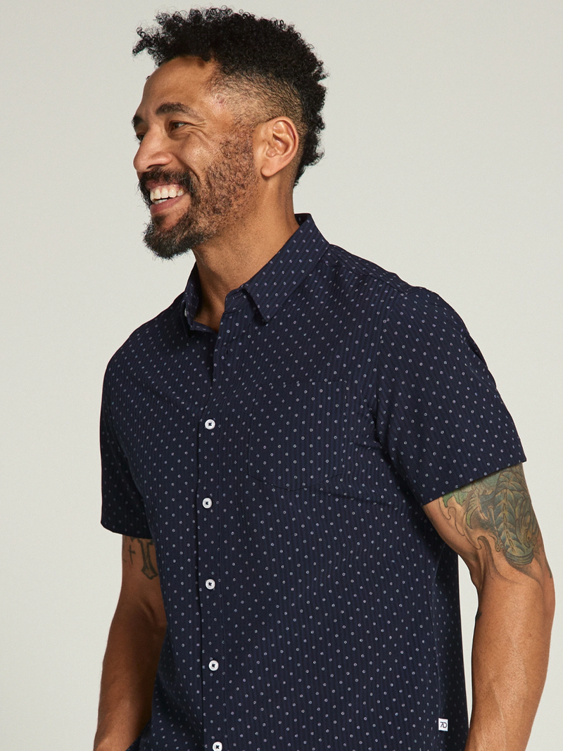 Gareth Short Sleeve Shirt in Navy