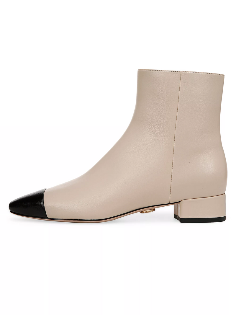 Cecile Cap Toe Bootie in Ecru/Black