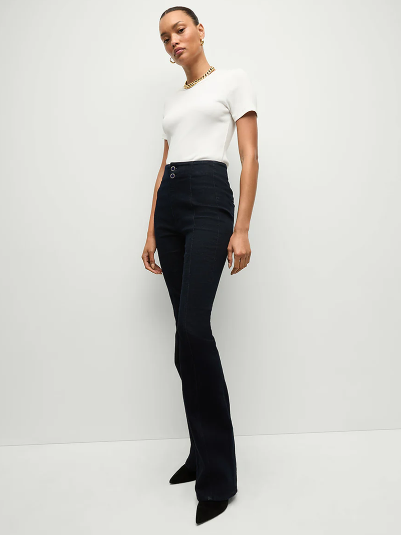 Beverly Seamed Skinny-Flare Jean