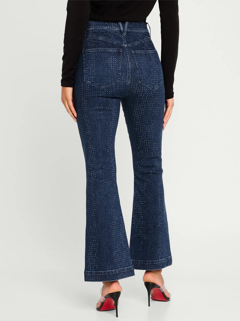 Carson High-Rise Ankle Flare Rhinestone Jeans