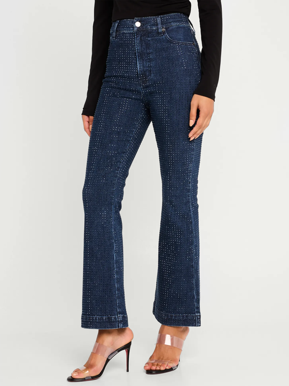 Carson High-Rise Ankle Flare Rhinestone Jeans