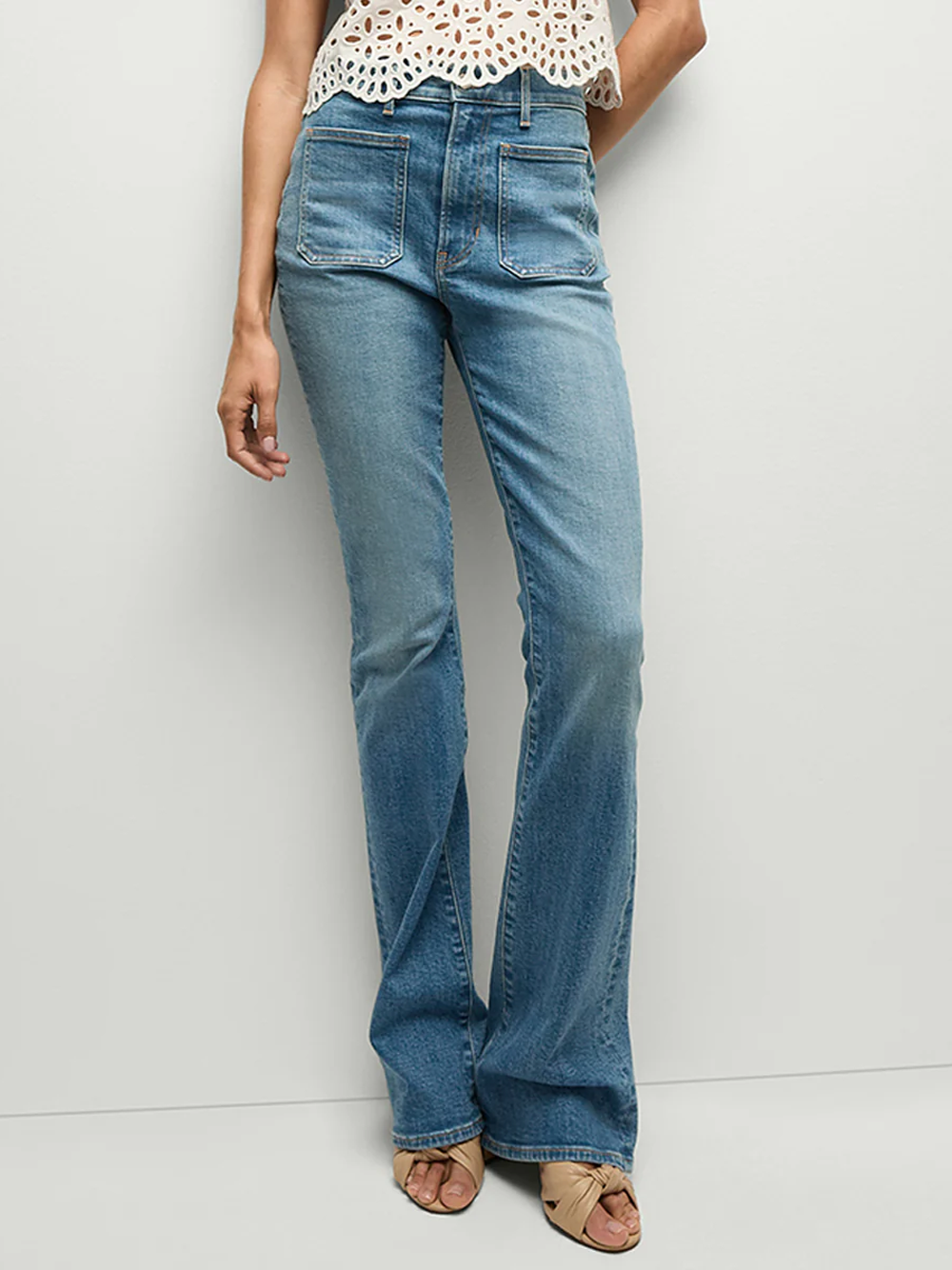 Beverly Patch-Pocket Skinny-Flare Jean