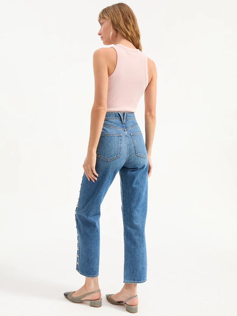 Dylan Studded Straight-Leg Jean