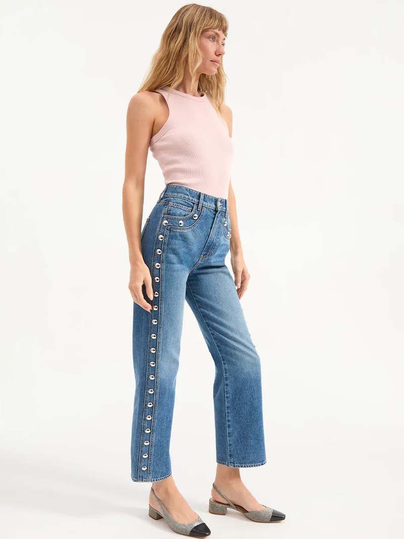 Dylan Studded Straight-Leg Jean