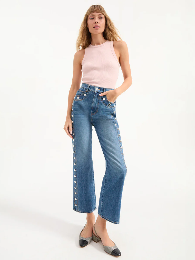 Dylan Studded Straight-Leg Jean