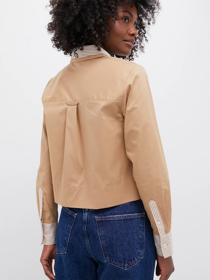 Khaki Maia Top Double Collar Shirt