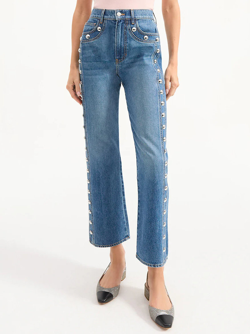 Dylan Studded Straight-Leg Jean