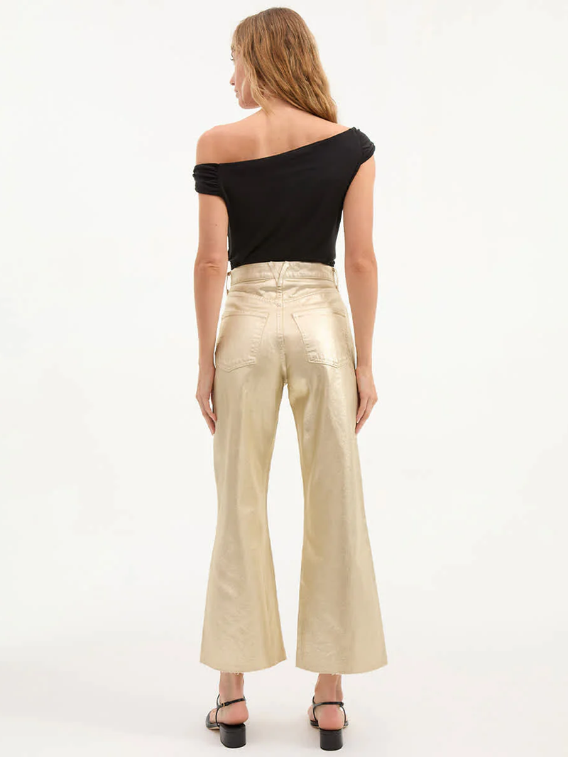 Taylor Cropped Wide-Leg Jean in Gold