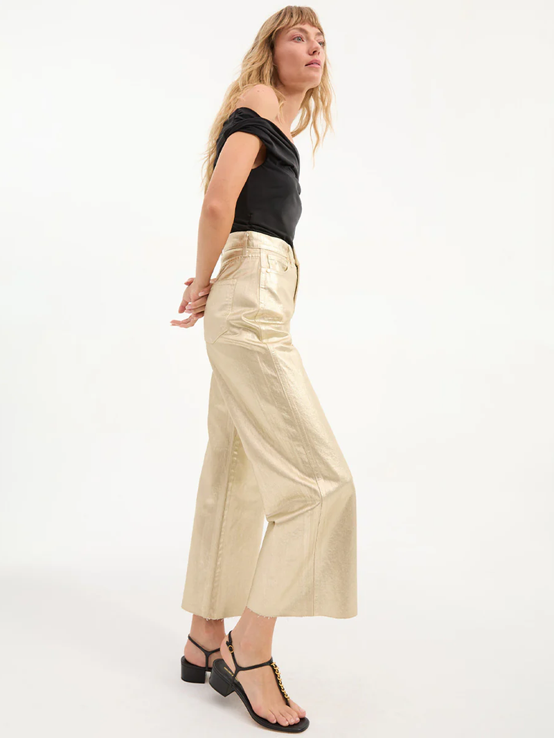 Taylor Cropped Wide-Leg Jean in Gold