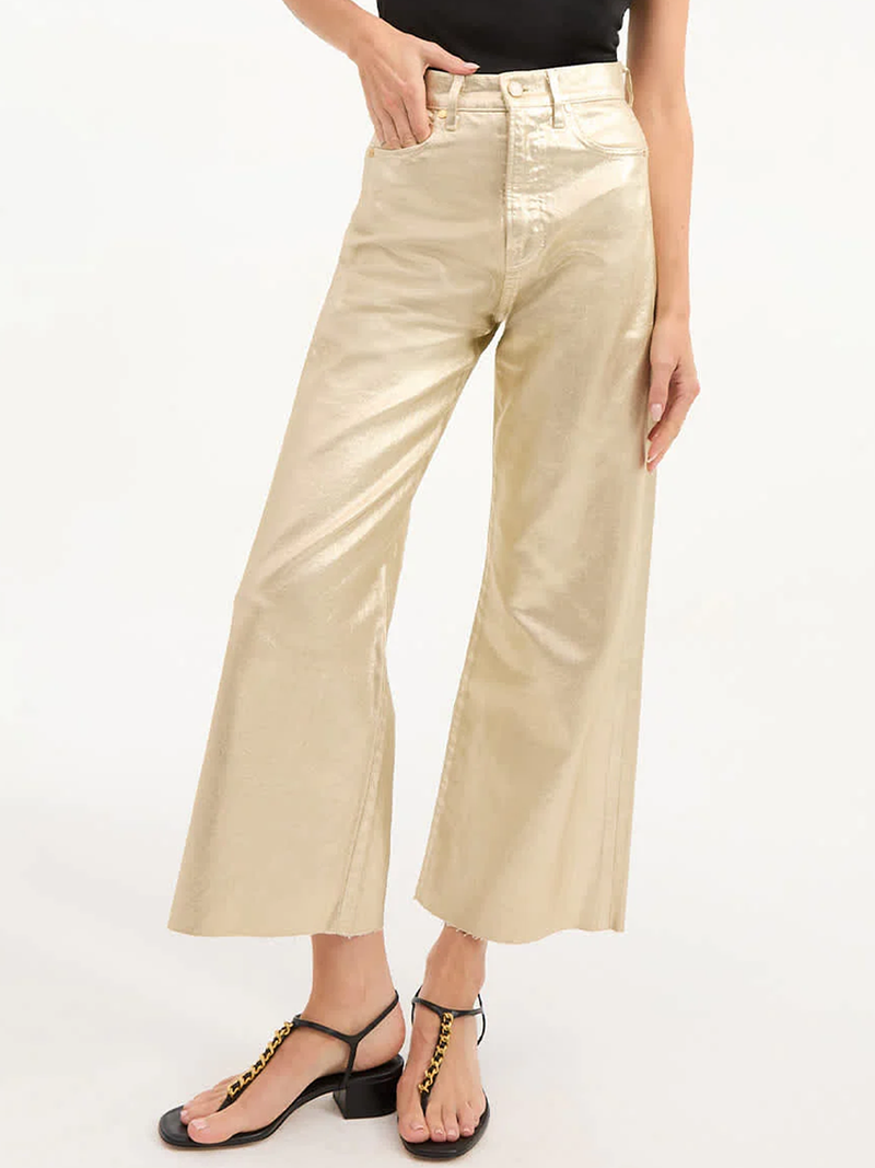 Taylor Cropped Wide-Leg Jean in Gold