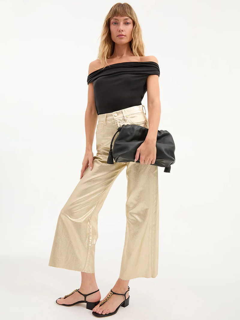 Taylor Cropped Wide-Leg Jean in Gold