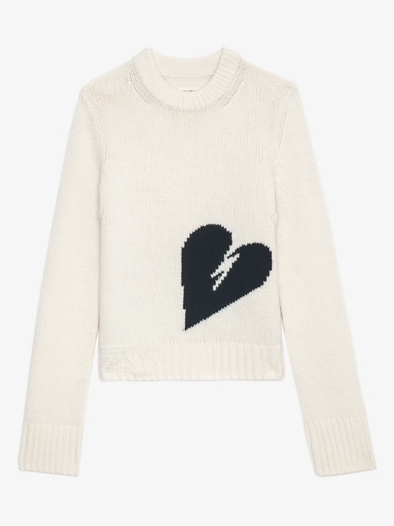 Malty Merino Wool Heart Sweater