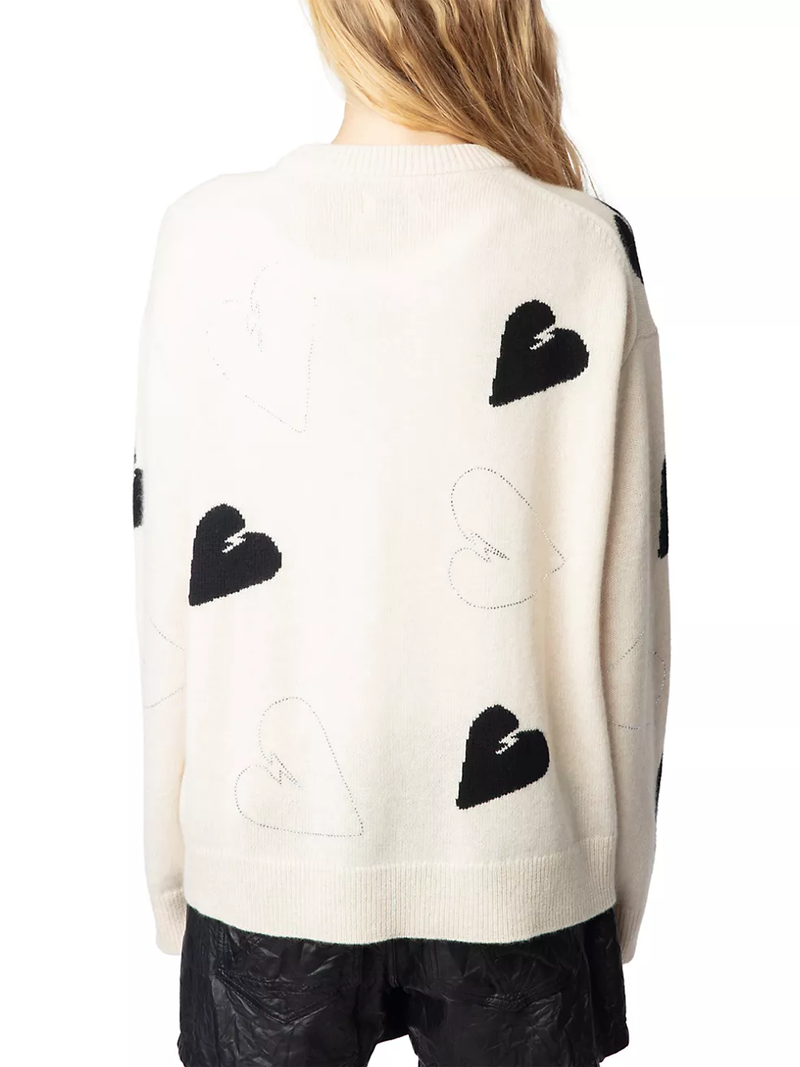 Markus Rhinestone Hearts Cashmere Sweater