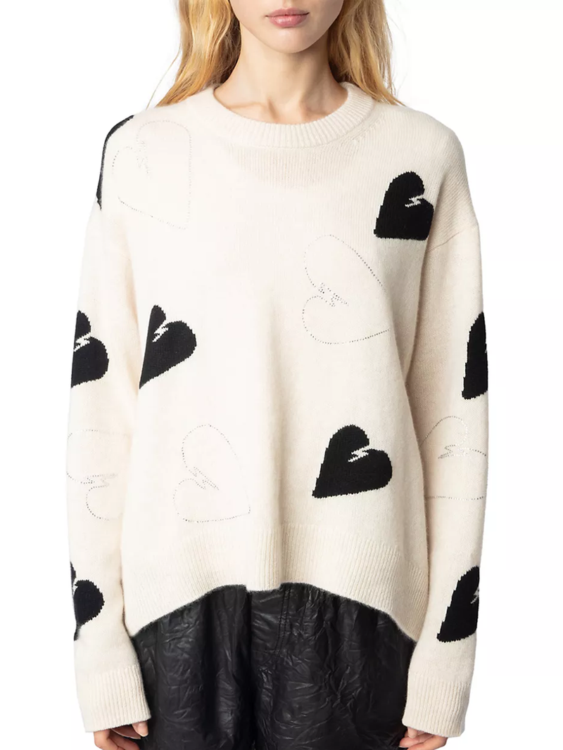 Markus Rhinestone Hearts Cashmere Sweater