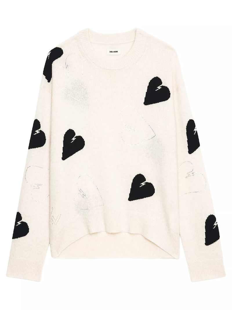 Markus Rhinestone Hearts Cashmere Sweater