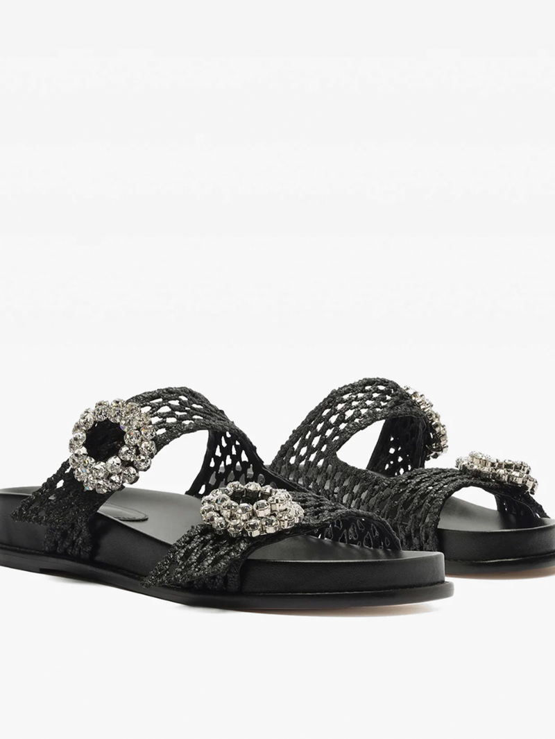 Salma Raffia Crystal Flat