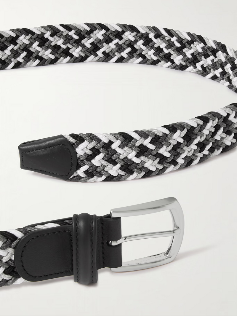 Braided Belt in Black White Multi