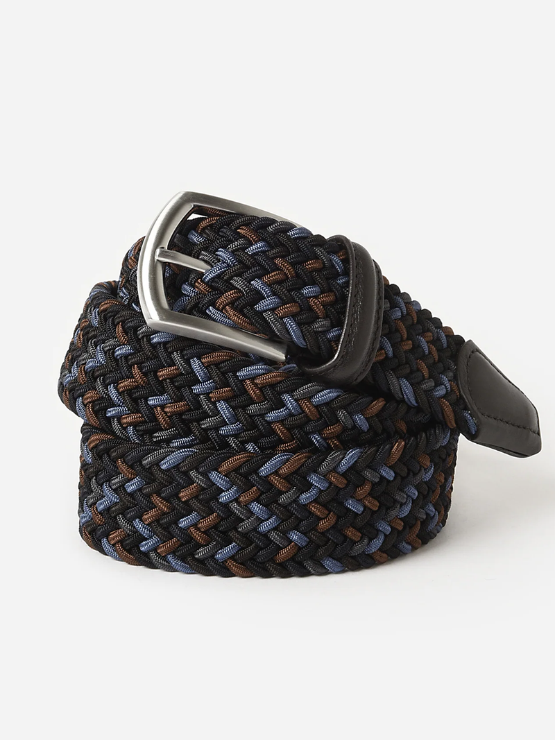 Braided Belt in Chocolate Navy Multi