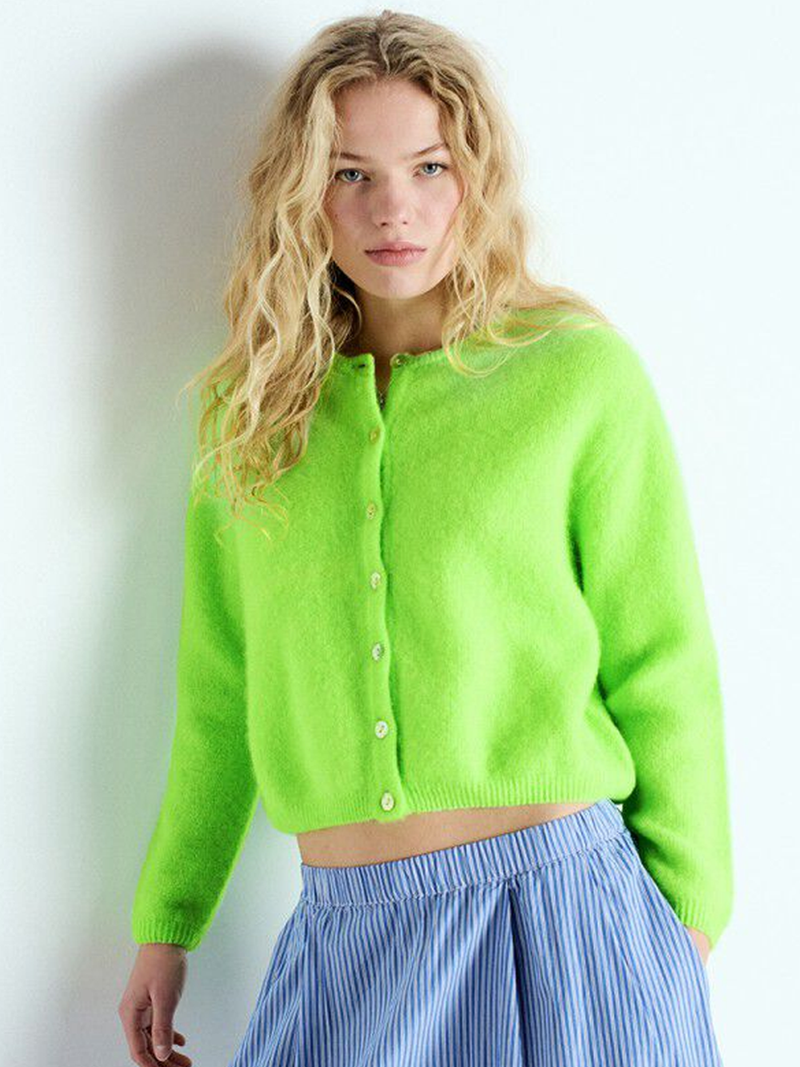 Vitow Cardigan in Pomme Fluo