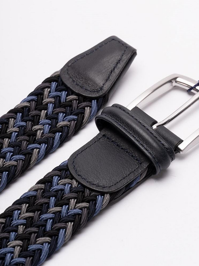 Braided Belt in Grey Blue Navy