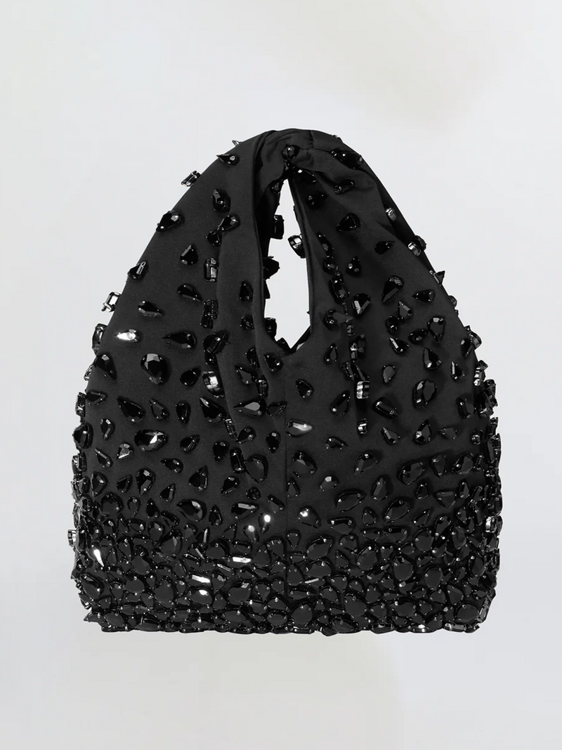 Simone Embellished Bag in Black Jet