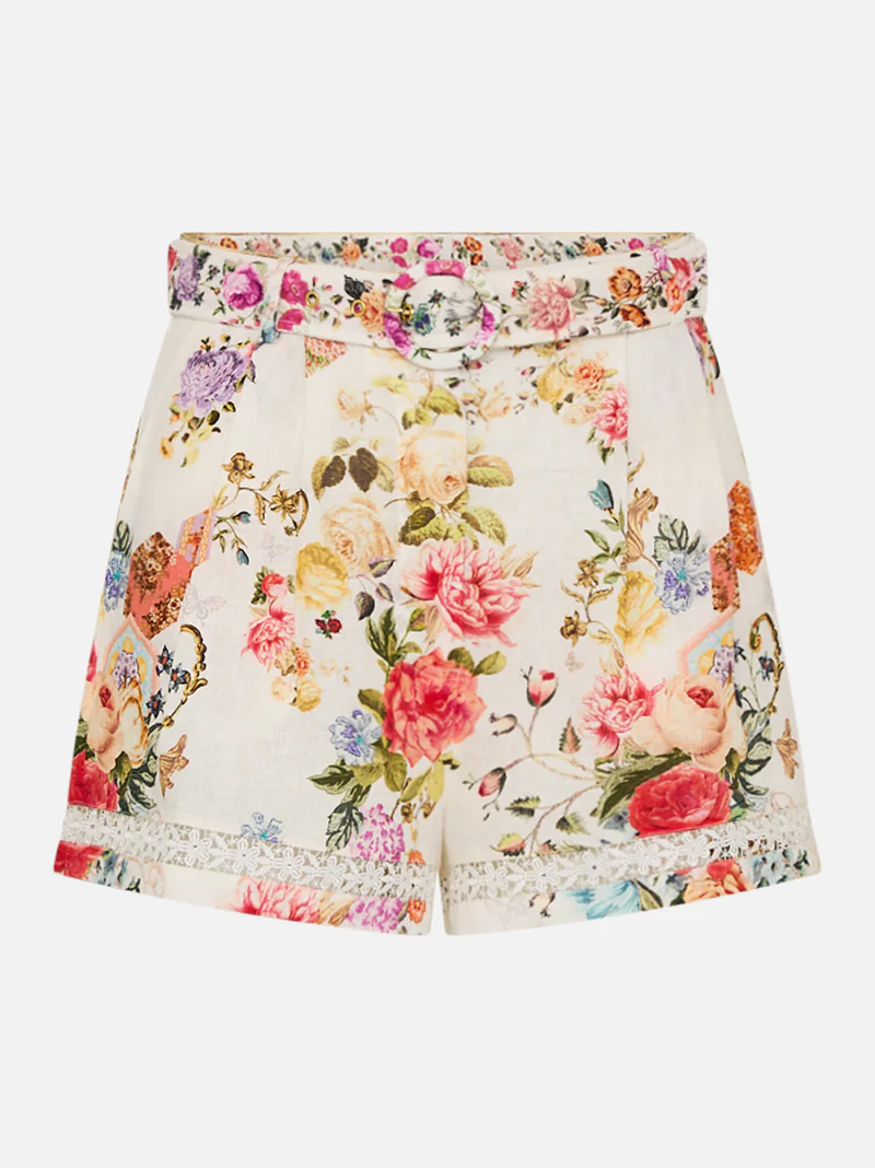 High Waisted Shorts With Lace Insert