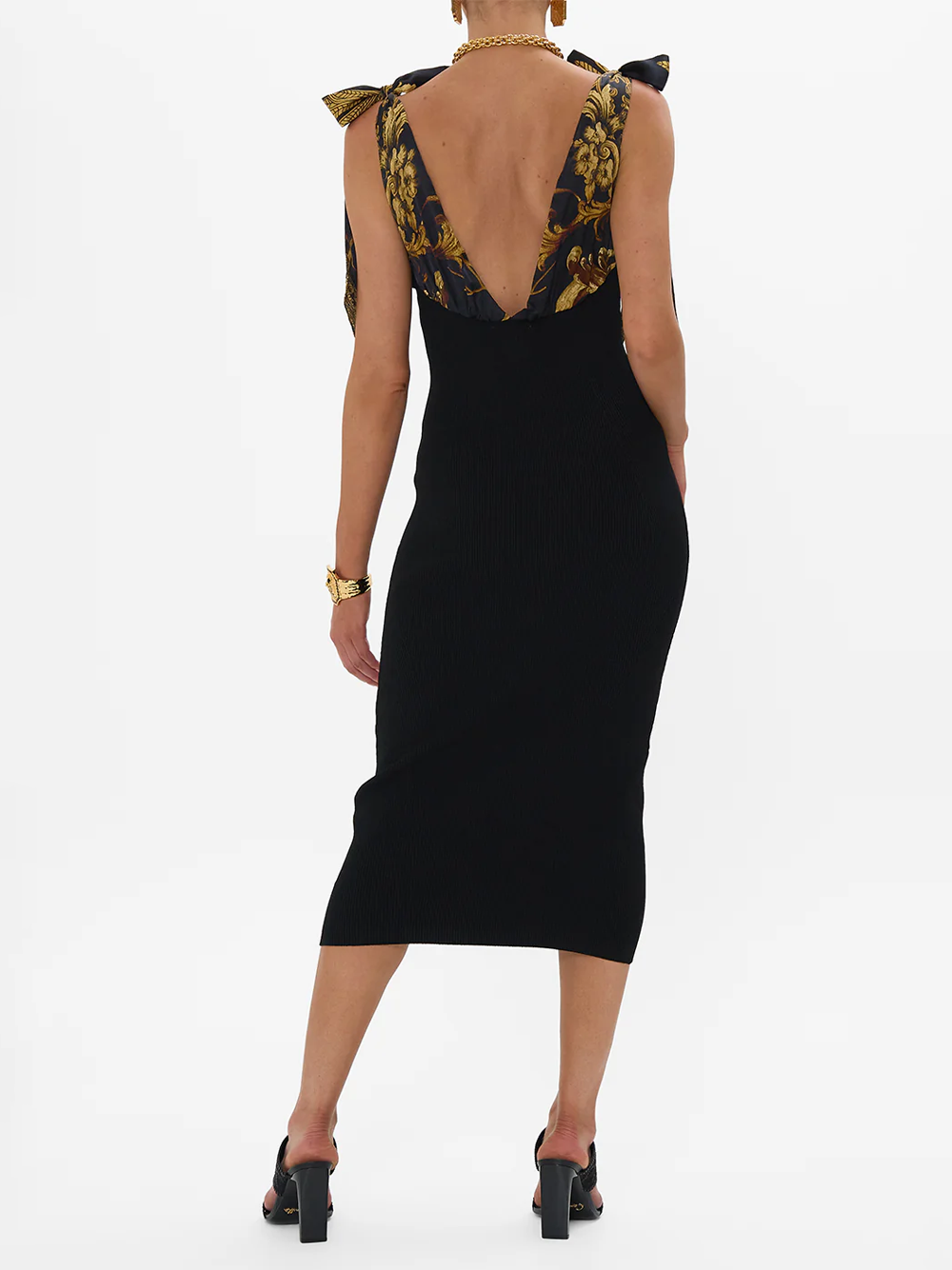 Era Of Empires Long Knit Dress With Silk Ties