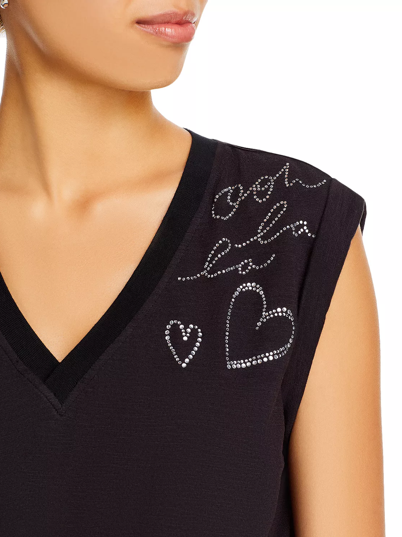 Rhinestone Love Letter Sleeveless Tee