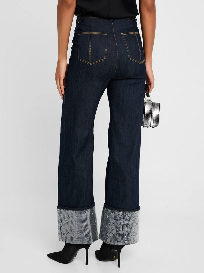 Benji Sequin Cuffed Denim Pants