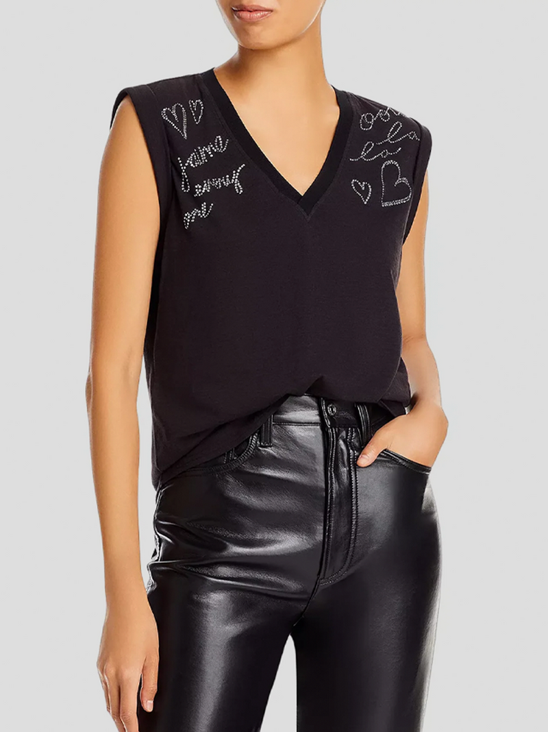 Rhinestone Love Letter Sleeveless Tee